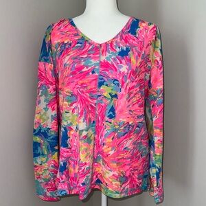 Lilly Pulitzer Luxletic Treena Top Multi Palm Beach Coral M